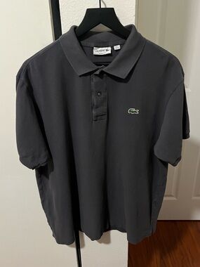 Lacoste Dark Gray Polo with Green Crocodile Logo